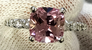 Chatham Pink Champagne Sapphire Ring